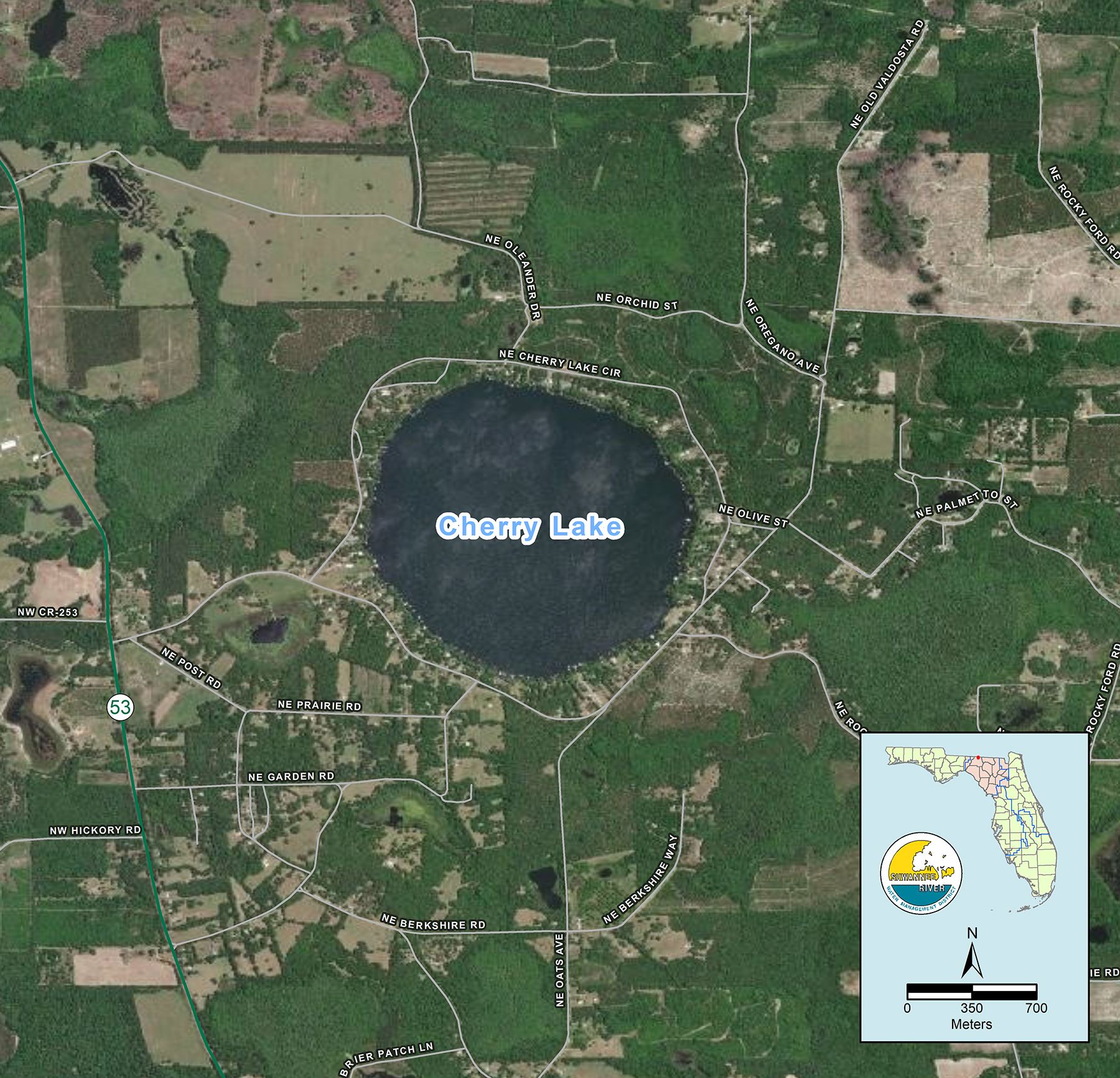 A map of Cherry Lake